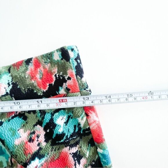 Faith and Joy Floral Midi Skirt Red Rose Sheer Panel Elastic Waist A-Line Size S - Picture 4 of 6